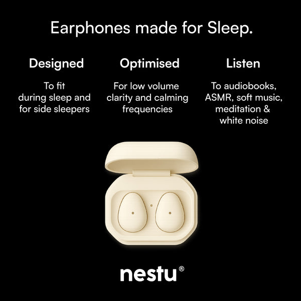 Nestu SleepBuds – Compact Wireless Earphones for ASMR, Stories & Deep Sleep